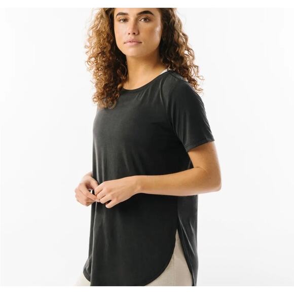 New! Zyia Active Black Perfect Slit Swoop T Short Sleeve Modal Womens XXXXL (20) - Picture 1 of 7